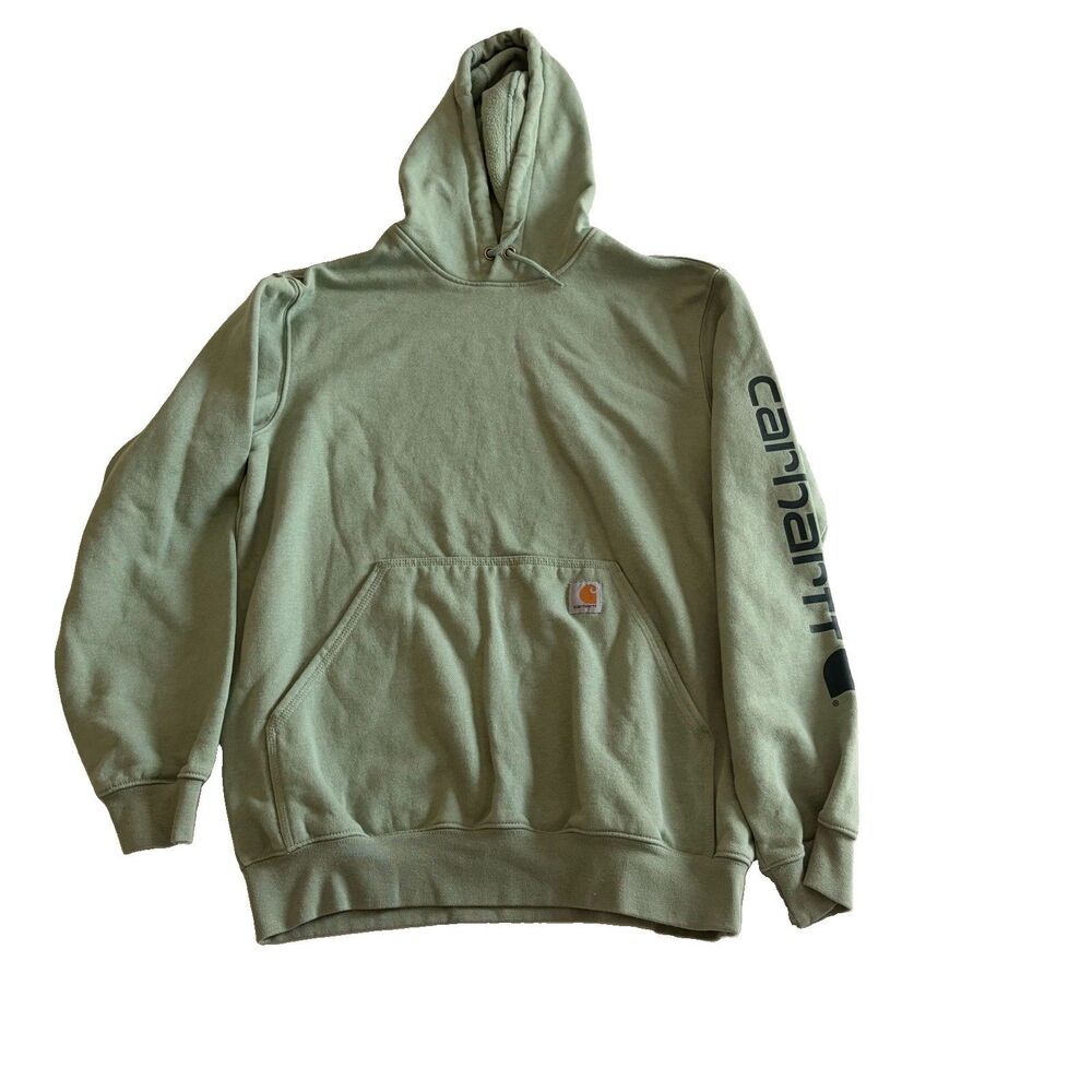 Carhartt K288 Hoodie Men's M Green Loose Fit Logo Sleeve Pullover Sweatshirt
